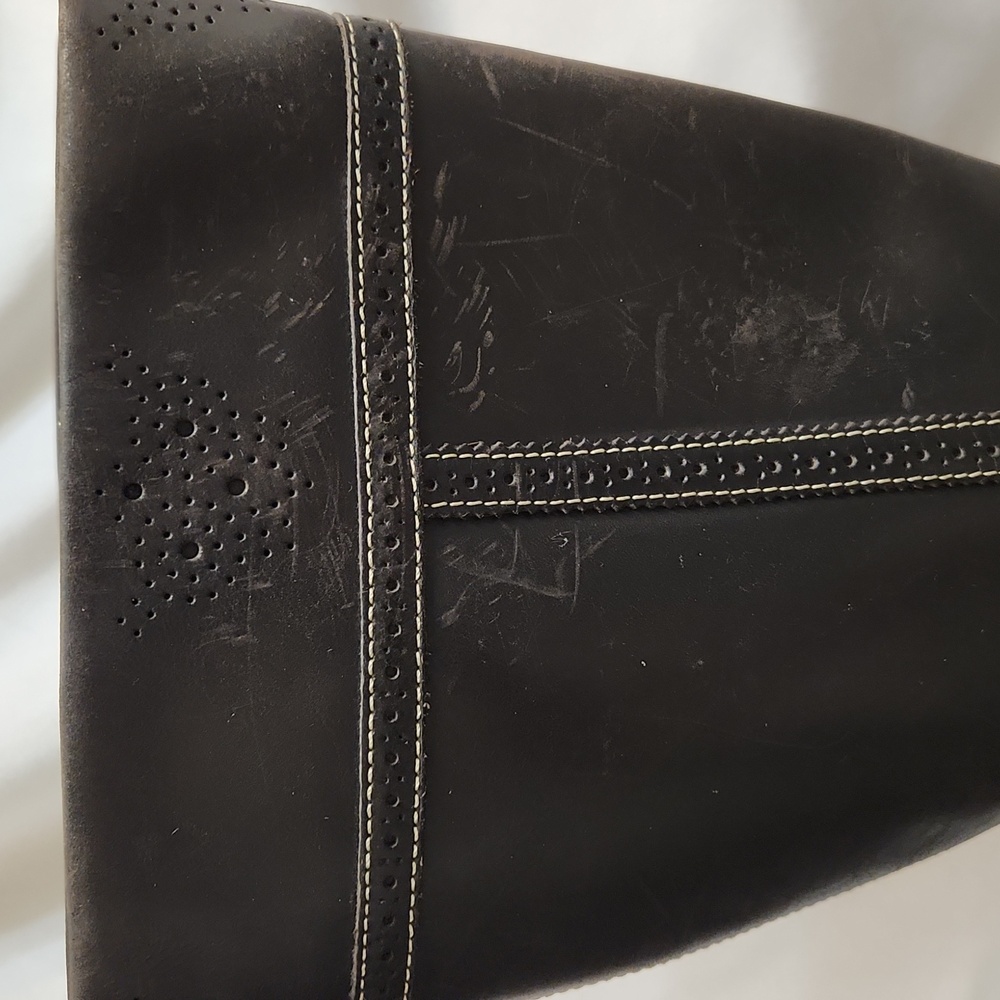 Timberland Tall Wingtip Brown Leather Heeled Boots (W Size 7.5) - Picture 8 of 16